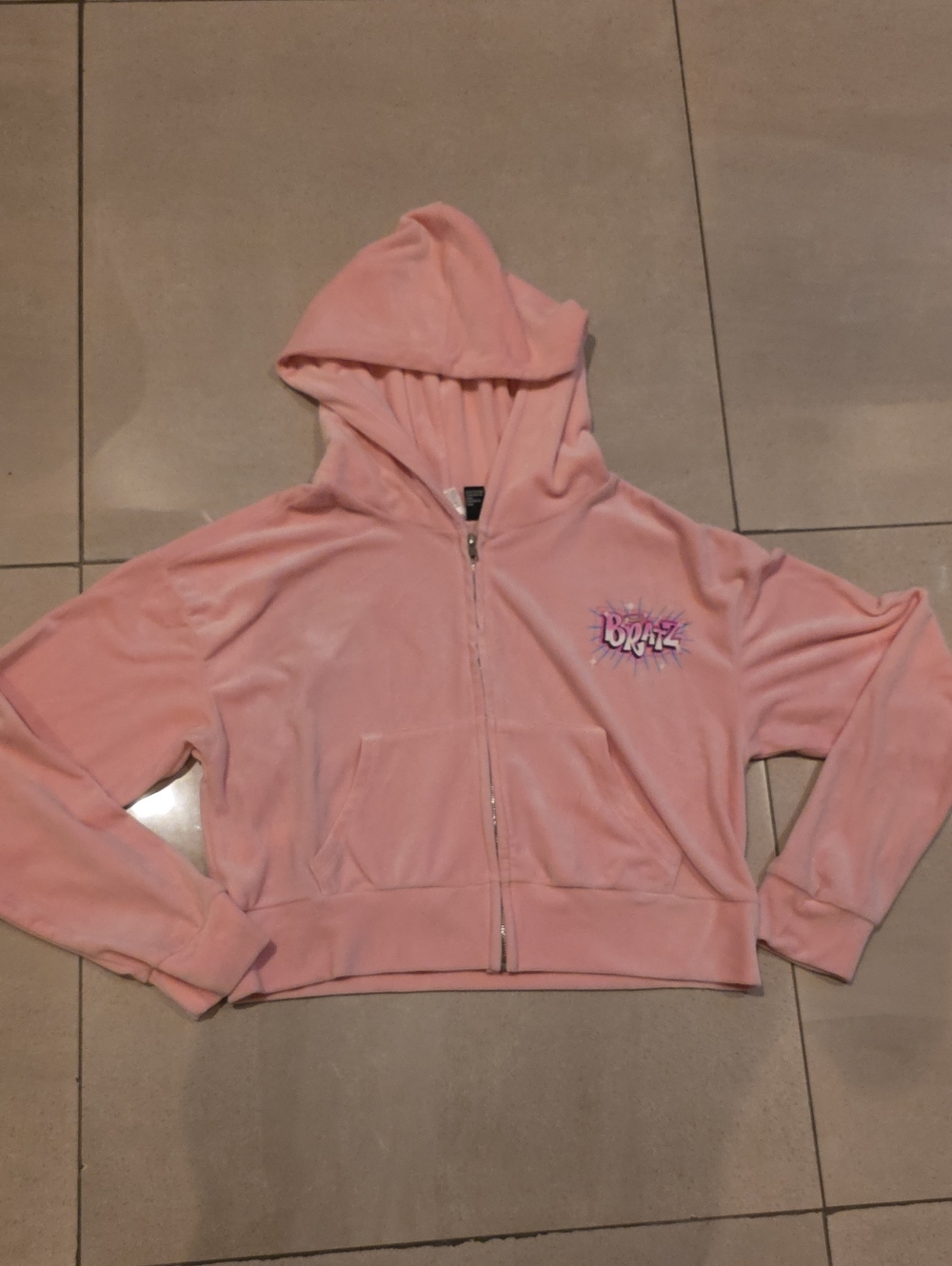Bratz Pink Velour Zip-Up Bomber Hoodie